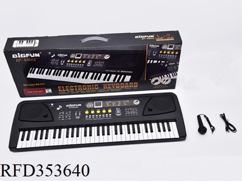 61 KEYBOARD WITH MICROPHONE /USB POWER CORD AND USB MUSIC JACK