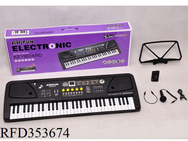 61 KEYBOARD WITH MICROPHONE/AUDIO CABLE /USB CABLE/BATTERY CASE/MUSIC SHELF