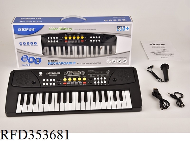 37 KEY ELECTRONIC ORGAN WITH MICROPHONE/AUDIO CABLE /USB POWER CORD/MANUAL