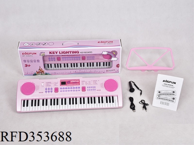 61 KEYBOARD WITH MICROPHONE/AUDIO CABLE /USB POWER CORD/INSTRUCTION MANUAL/MUSIC SHELF