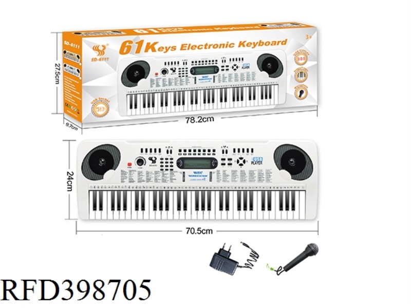 61 MULTIFUNCTIONAL ELECTRONIC ORGAN WITH USB INTERFACE, ADAPTER WITH LCD DISPLAY