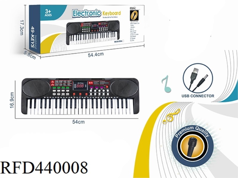 49-KEY MULTIFUNCTION ELECTRONIC ORGAN WITH MICROPHONE, USB INTERFACE CABLE