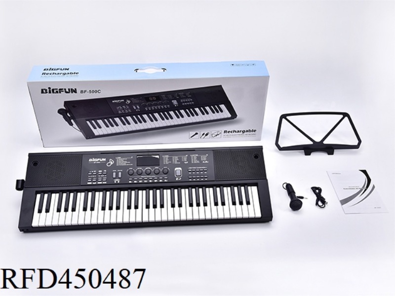 61-KEY ELECTRONIC ORGAN WITH MICROPHONE/BUILT-IN LITHIUM BATTERY/DOUBLE SPEAKERS/HEADPHONE JACK/USB