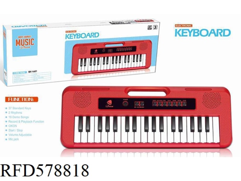 37-KEY KEYBOARD WITH MICROPHONE (RED)