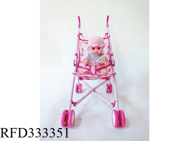 LIGHT PURPLE IRON TOY STROLLER (WITH DOLL)