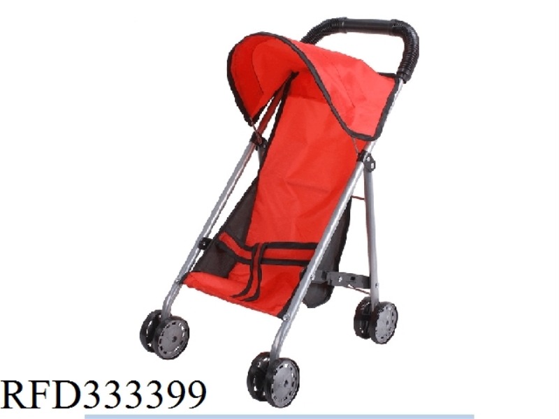 SILVER AND BLACK IRON TOY STROLLER