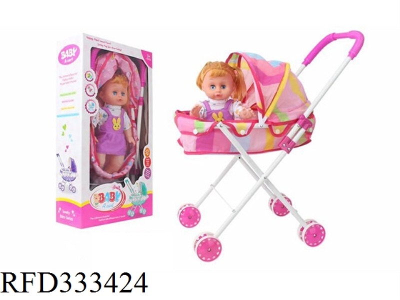 RAINBOW RED CART WITH 14-INCH LIVE EYE DOLL