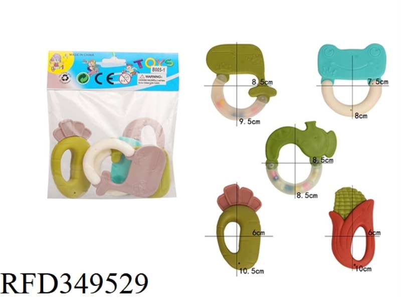 TEETH RATTLE 5 PIECE SET (CANDY COLOR)