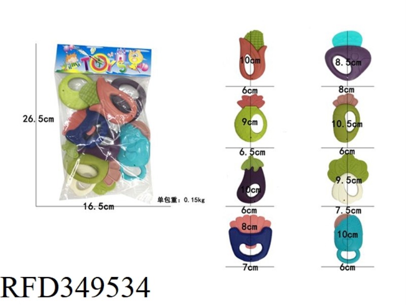 TEETH RATTLE 8 PIECE SET (CANDY COLOR)