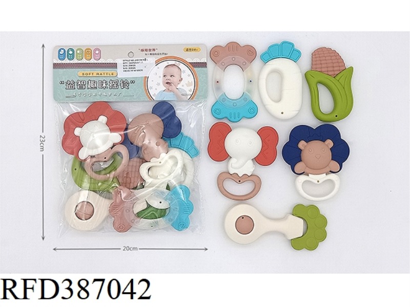 PUZZLE BABY RATTLE (6 PIECE SET CAN BE BOILED) MORANDI EUROPEAN AND AMERICAN COLORS