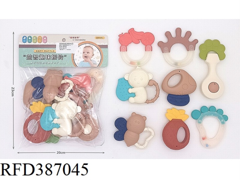 PUZZLE BABY RATTLE (8-PIECE SET CAN BE BOILED) MORANDI EUROPEAN AND AMERICAN COLORS