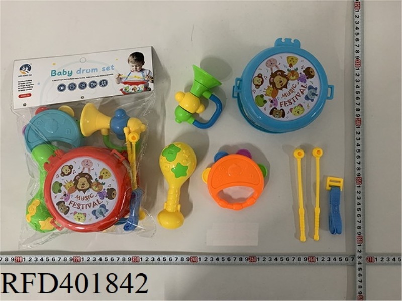 BABY RATTLE AND PAT DRUM (7PCS)
