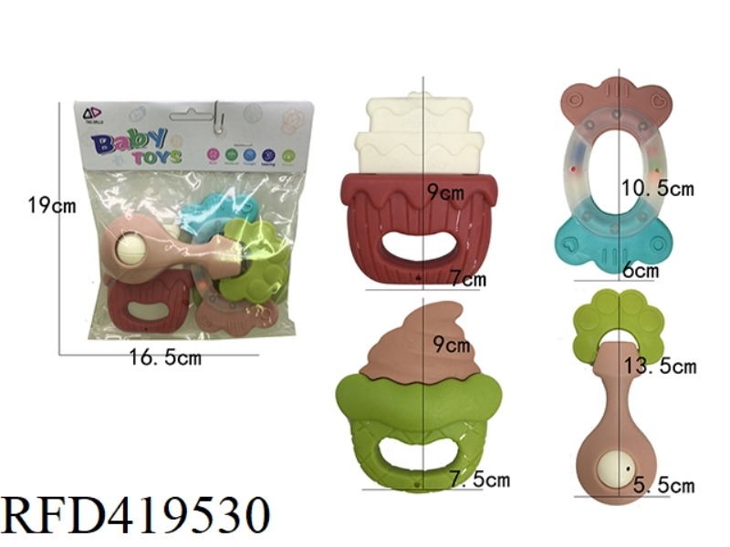 TEETH RATTLE 4 PIECE SET (EUROPEAN AND AMERICAN COLORS)