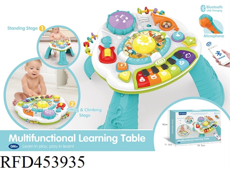 BLUETOOTH MULTI-FUNCTIONAL LEARNING TABLE (WITH LIGHT, MUSIC, MICROPHONE, HAND DRUM, INTERESTING BEA