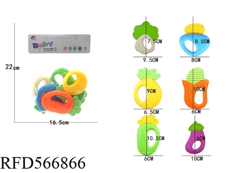 BABY RATTLE TEETHER 6-PIECE SET (BRIGHT COLOR)