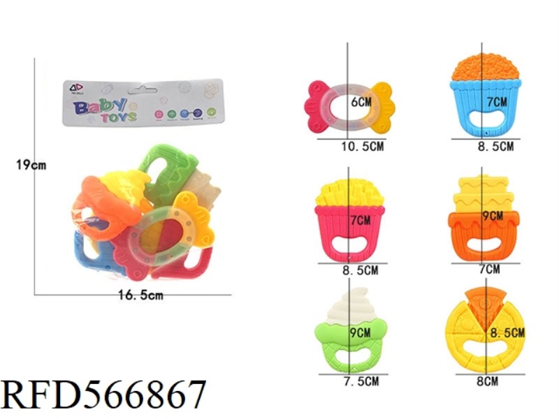 BABY RATTLE TEETHER 6-PIECE SET (BRIGHT COLOR)