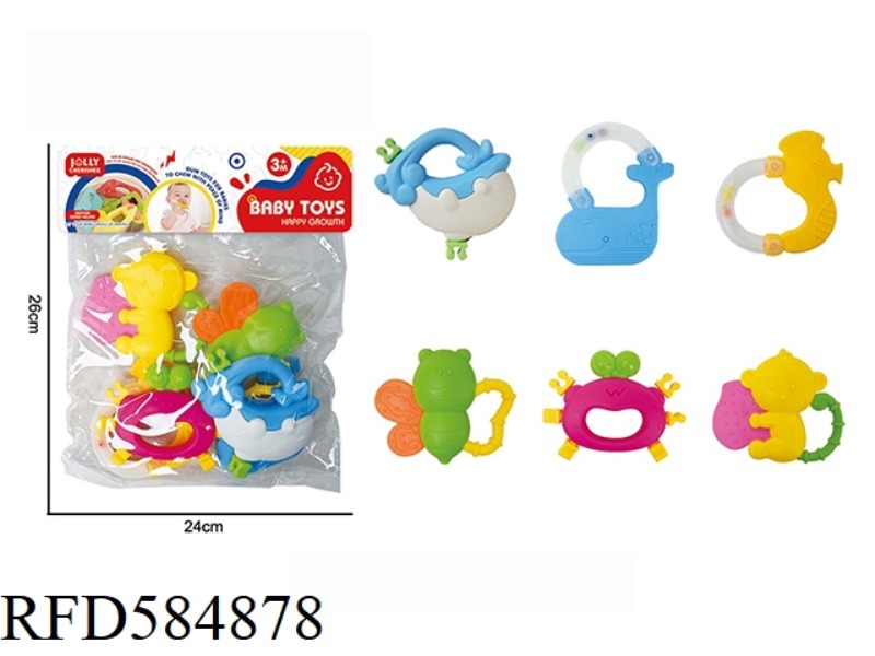 6-PIECE CARTOON PUZZLE SOOTHING BABY GUTTA PERCHA TOY