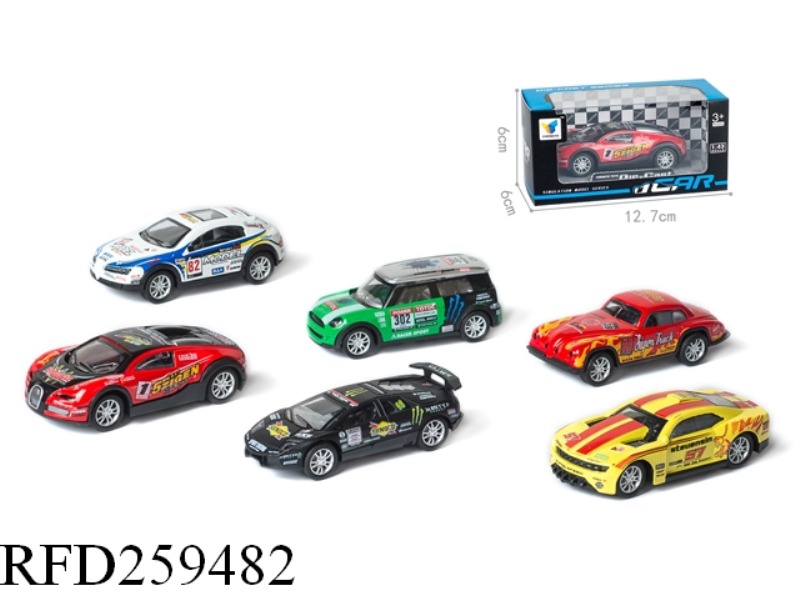 1:43 PULL BACK ALLOY RACING CAR WITH LIGHT AND MUSIC(1PCS,6 ASST)