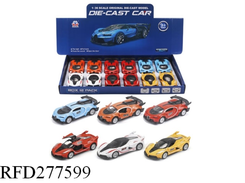 1:36 PULL BACK ALLOY CAR WITH LIGHT MUSIC 12PCS