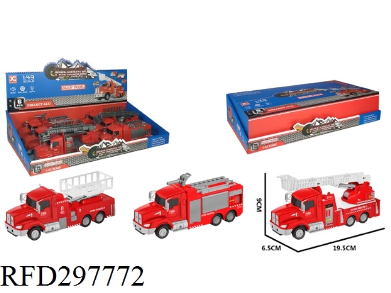 PULL BACK ALLOY FIRE FIGHTING TRUCK WITH LIGHT MUSIC(3 ASST,INCLUDE)