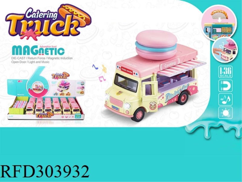 1:36Q VERSION OF PULL BACK ALLOY INDUCTION DINING CAR (ACCESSORY: MACARON) WITH LIGHT AND MUSIC, ONE