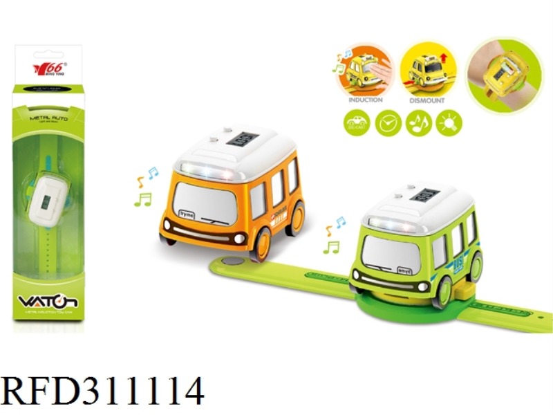 1:62 ALLOY WATCH Q VERSION BUS INTERACTIVE INDUCTION WITH LIGHT MUSIC（BATTERY INCLUDE）