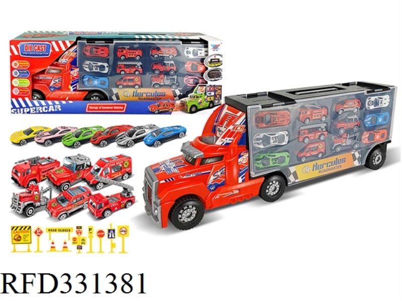 STORAGE LARGE CONTAINER VEHICLE ALLOY FIRE TRUCK ALLOY CAR