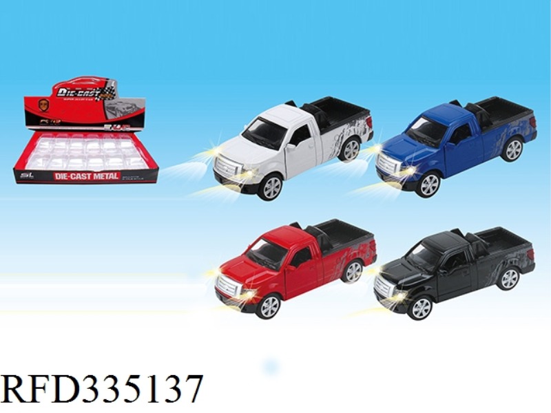 1:32 PULL BACK ALLOY PICKUP TRUCK WITH SOUND AND LIGHT 12 ZHUANG 4 COLORS