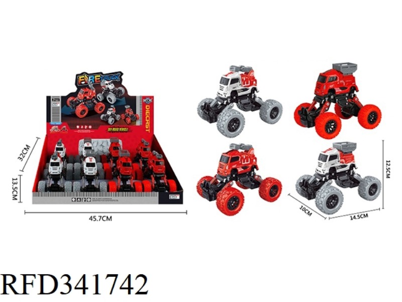 FOUR-DRIVE PULL BACK ALLOY CLIMBING FIRE TRUCK (PACK OF 8)