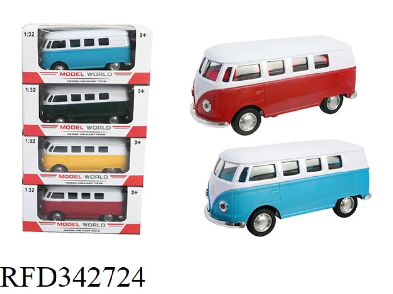 1:32 SIMULATION PULL BACK ALLOY CAR TWO DOOR BUS CLASSIC CAR