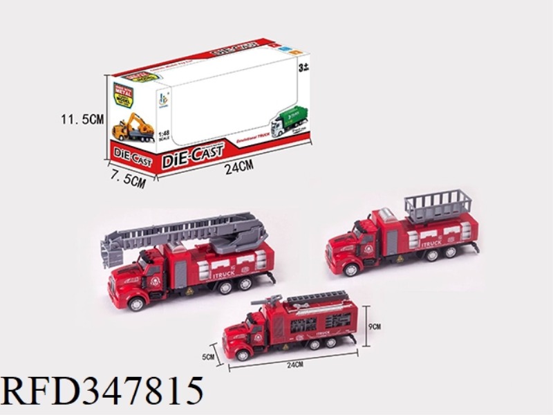1:48 ALLOY FIRE TRUCK WITH THREE MIXED LONG HEADS