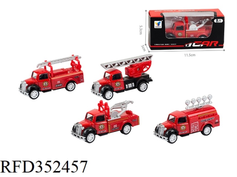 4 FIRE PULL BACK ALLOY CARS 1:43 (1 PACK)