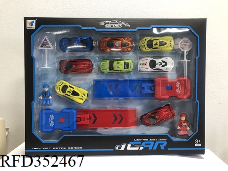 6 TYPES OF PULL BACK ALLOY RACING CARS 1:64 (8) WITH CATAPULT