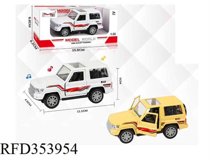 1:32 SIMULATION PULL BACK ALLOY CAR WITH TWO DOORS LAND CRUISER LC70 (OFF-ROAD) WITH LIGHT AND MUSIC