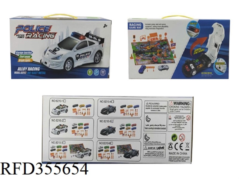 COOL POLICE CAR-POLICE CAR WITH 6 SMALL ALLOY CARS + ROAD SIGNS + MAP DICE