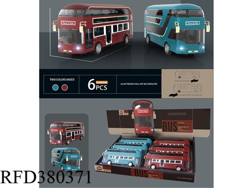 ALLOY BUS LIGHT AND MUSIC PULL BACK 6PCS