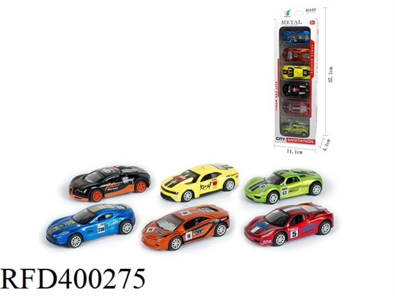 6 TYPES OF PULL BACK ALLOY RACING CARS 1:50 (6 PACKS)