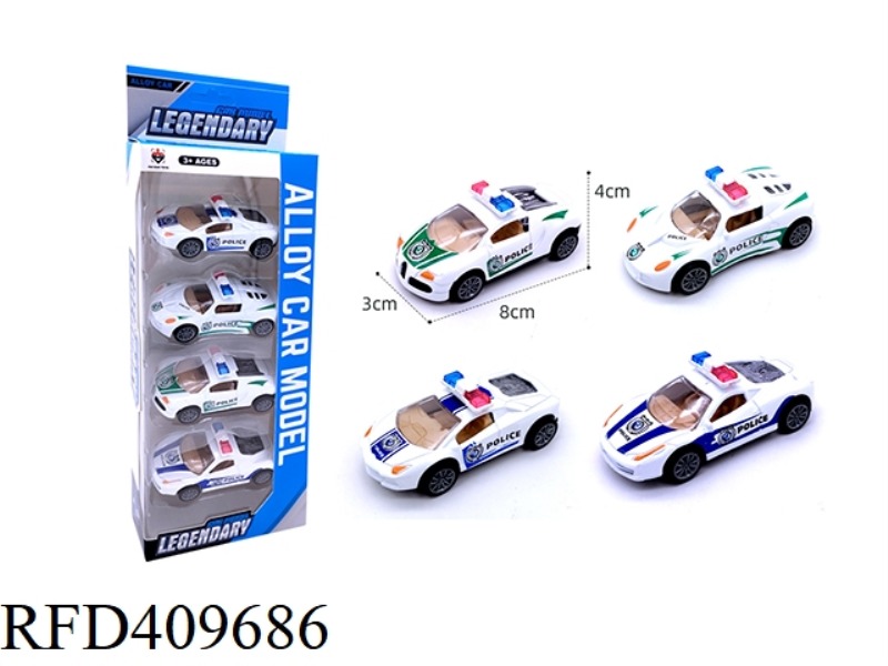 4 POLICE CARS (ALLOY PULL BACK)
