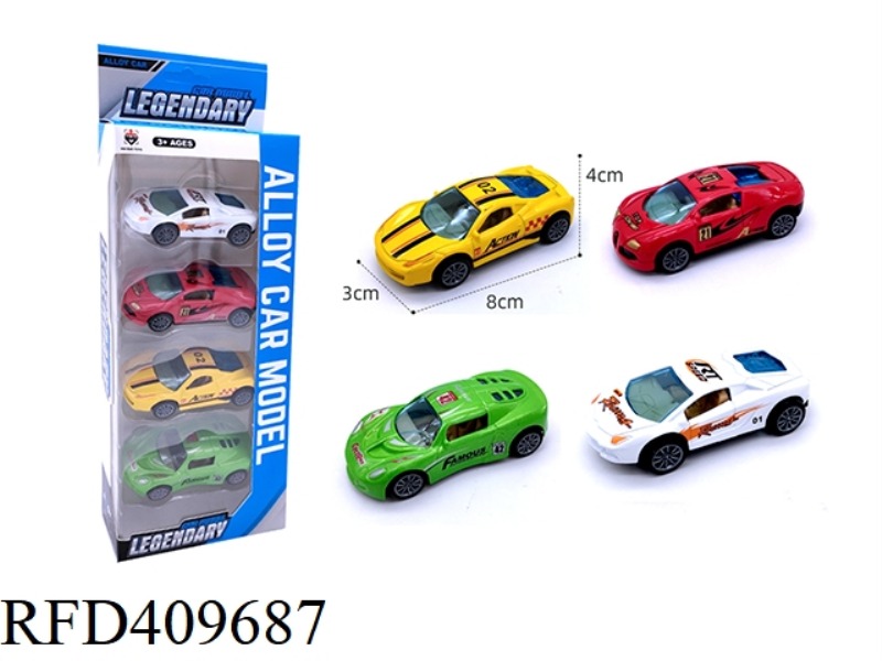 4 PIECES OF RACING CAR (ALLOY PULL BACK)
