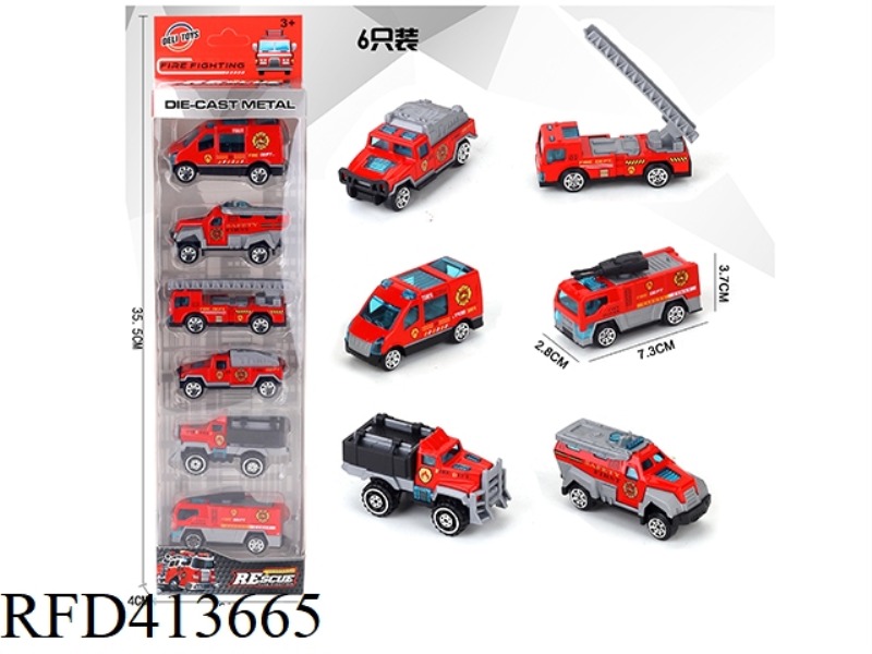 1 6-PACK FIRE-FIGHTING ALLOY CAR