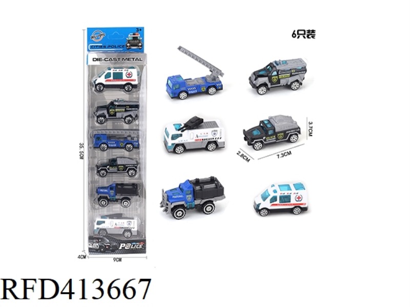 1 6-PACK POLICE ALLOY CAR