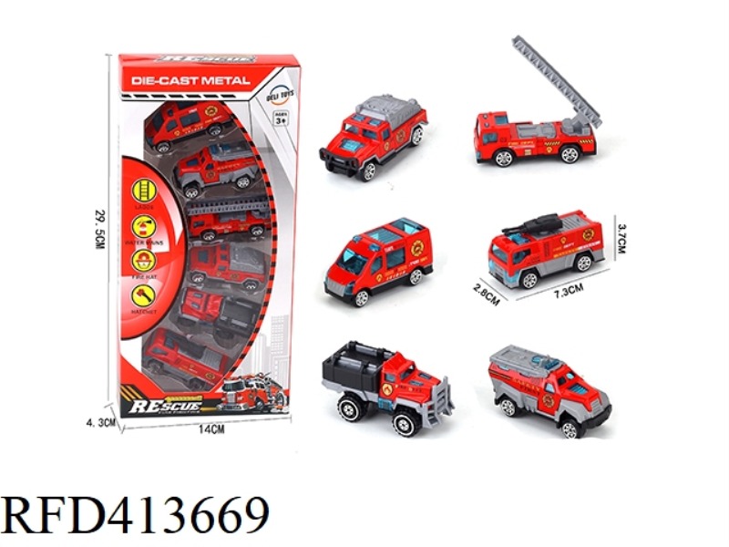 1 6-PACK FIRE-FIGHTING ALLOY CAR