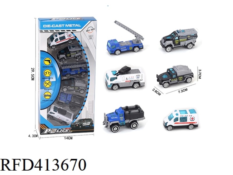 1 6-PACK POLICE ALLOY CAR