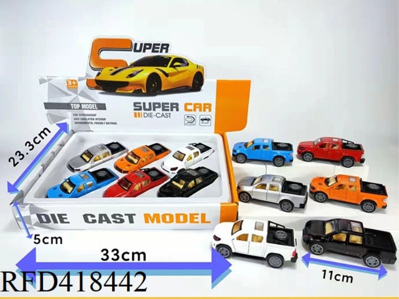 11 CM SIX-COLOR PICKUP MODEL ALLOY CAR 6PCS
