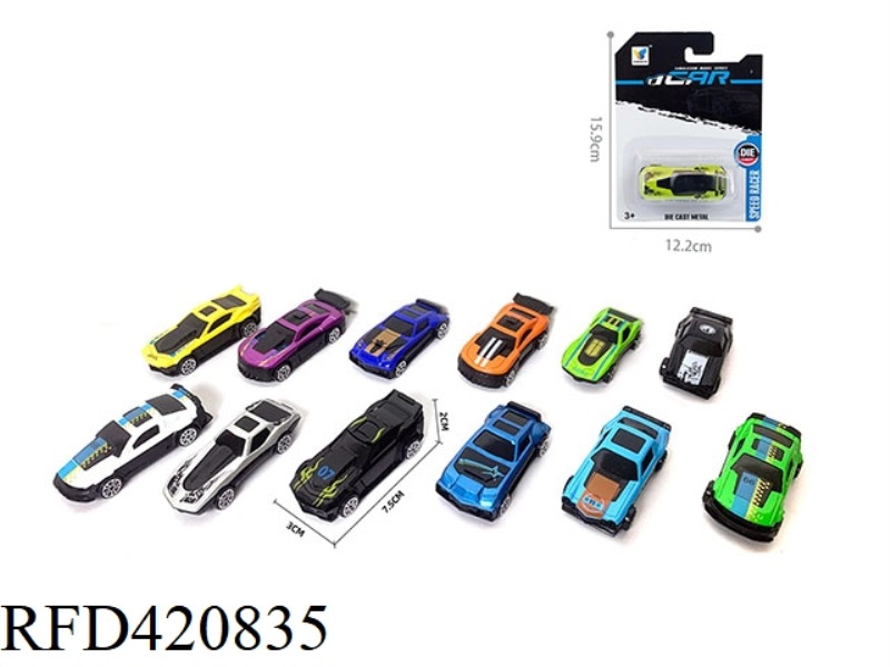6 TYPES OF 12-COLOR SLIDING ALLOY CARS 1:64