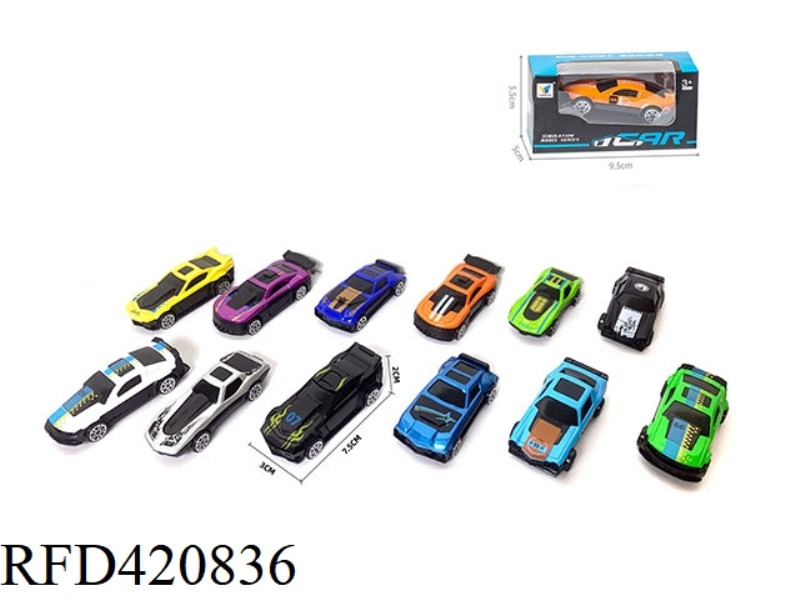 6 TYPES OF 12-COLOR SLIDING ALLOY CARS 1:64)