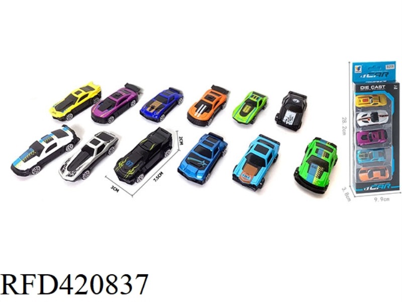 6 TYPES OF 12-COLOR SLIDING ALLOY CARS 1:64 (5 PIECES)