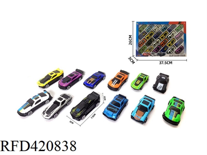 6 TYPES OF 12-COLOR SLIDING ALLOY CARS 1:64 (24 SETS)