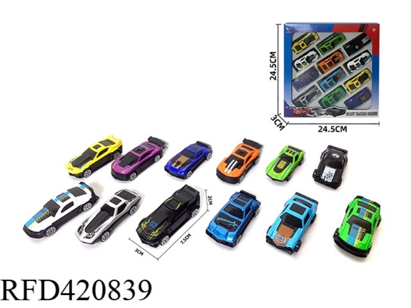 6 TYPES OF 12-COLOR SLIDING ALLOY CARS 1:64 (12 MIXED)