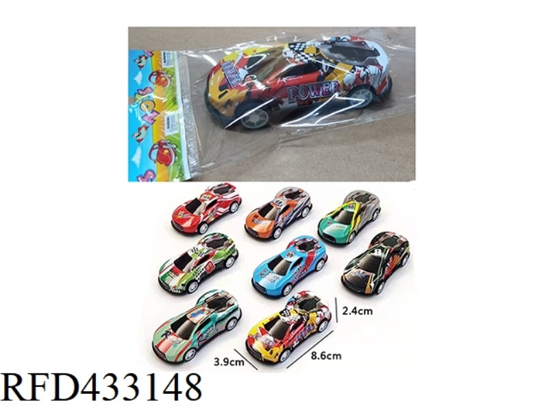 1 PACK OF ALLOY IRON RACING PULLBACK CAR 1:56